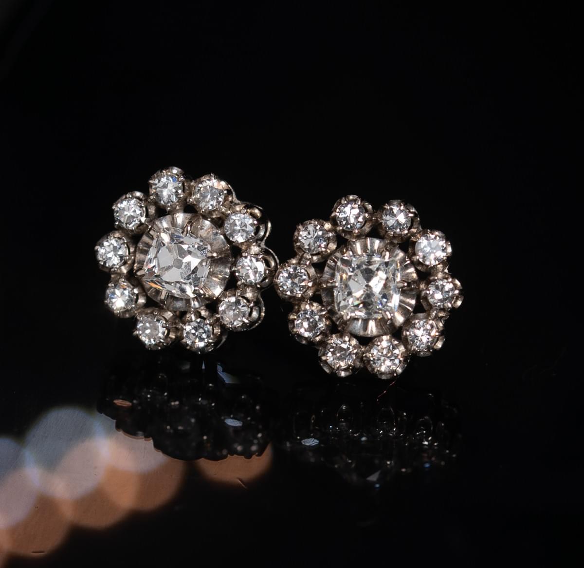 Diamond cluster earrings