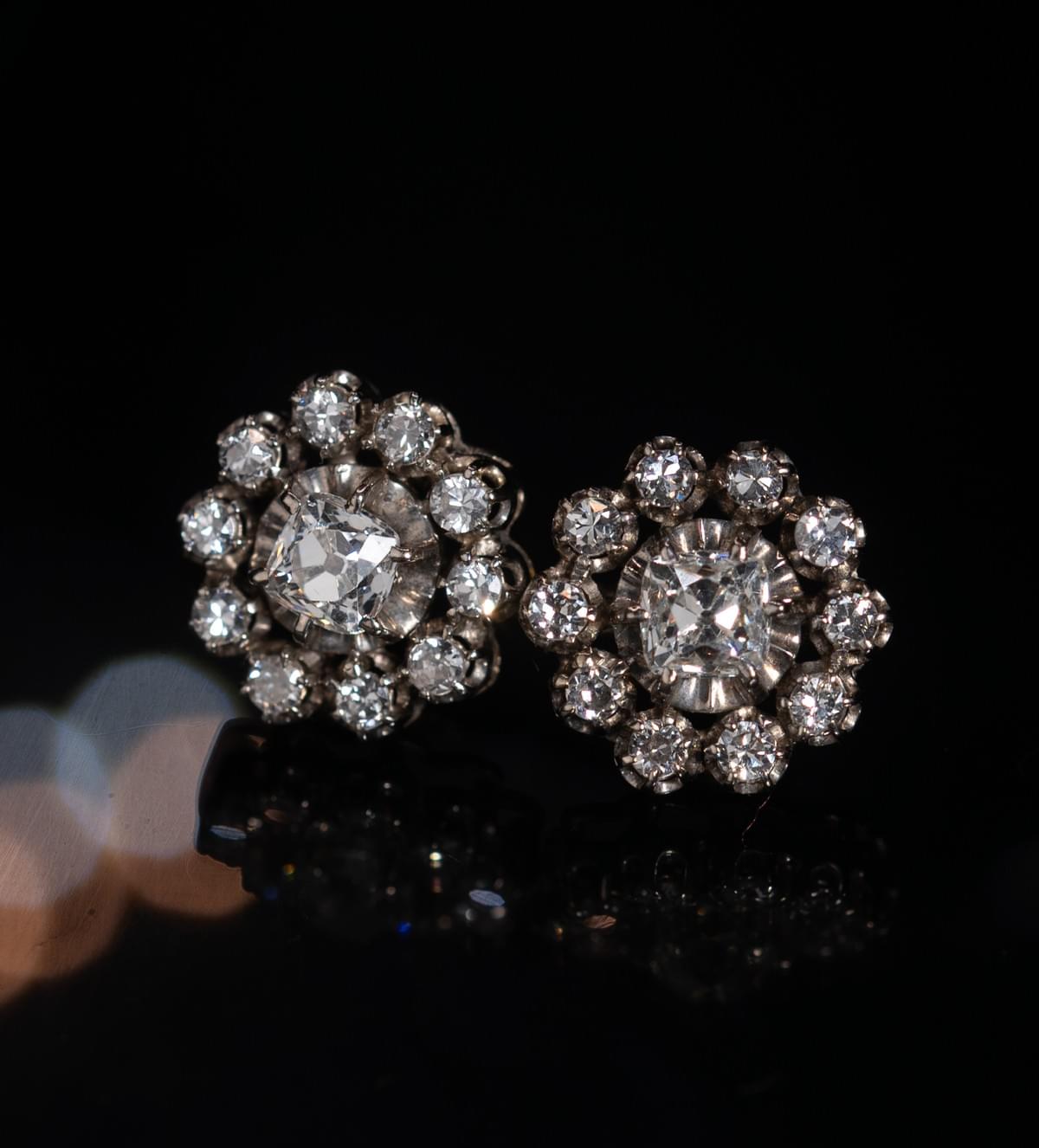 Diamond cluster earrings