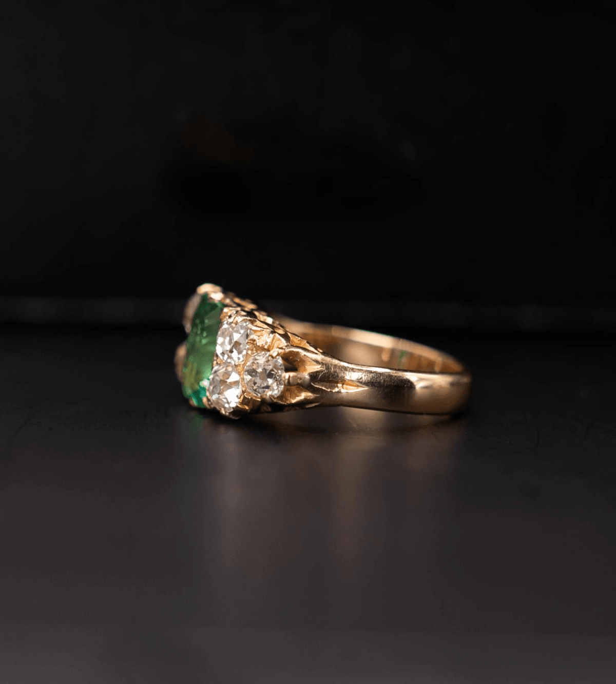 Emerald and diamond ring