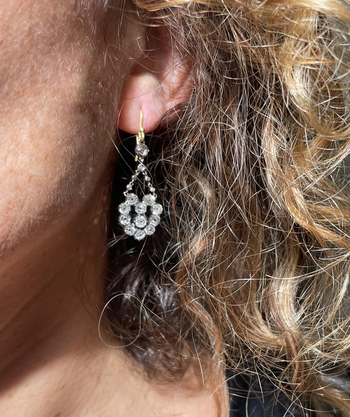 Diamond dangling earrings