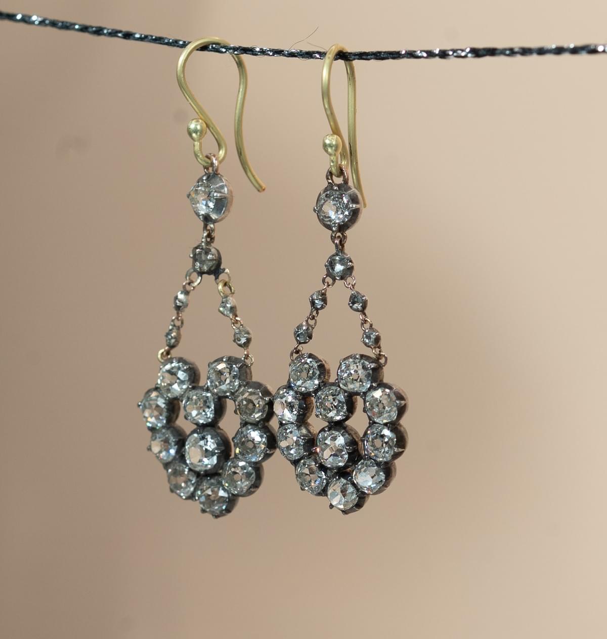 Diamond dangling earrings