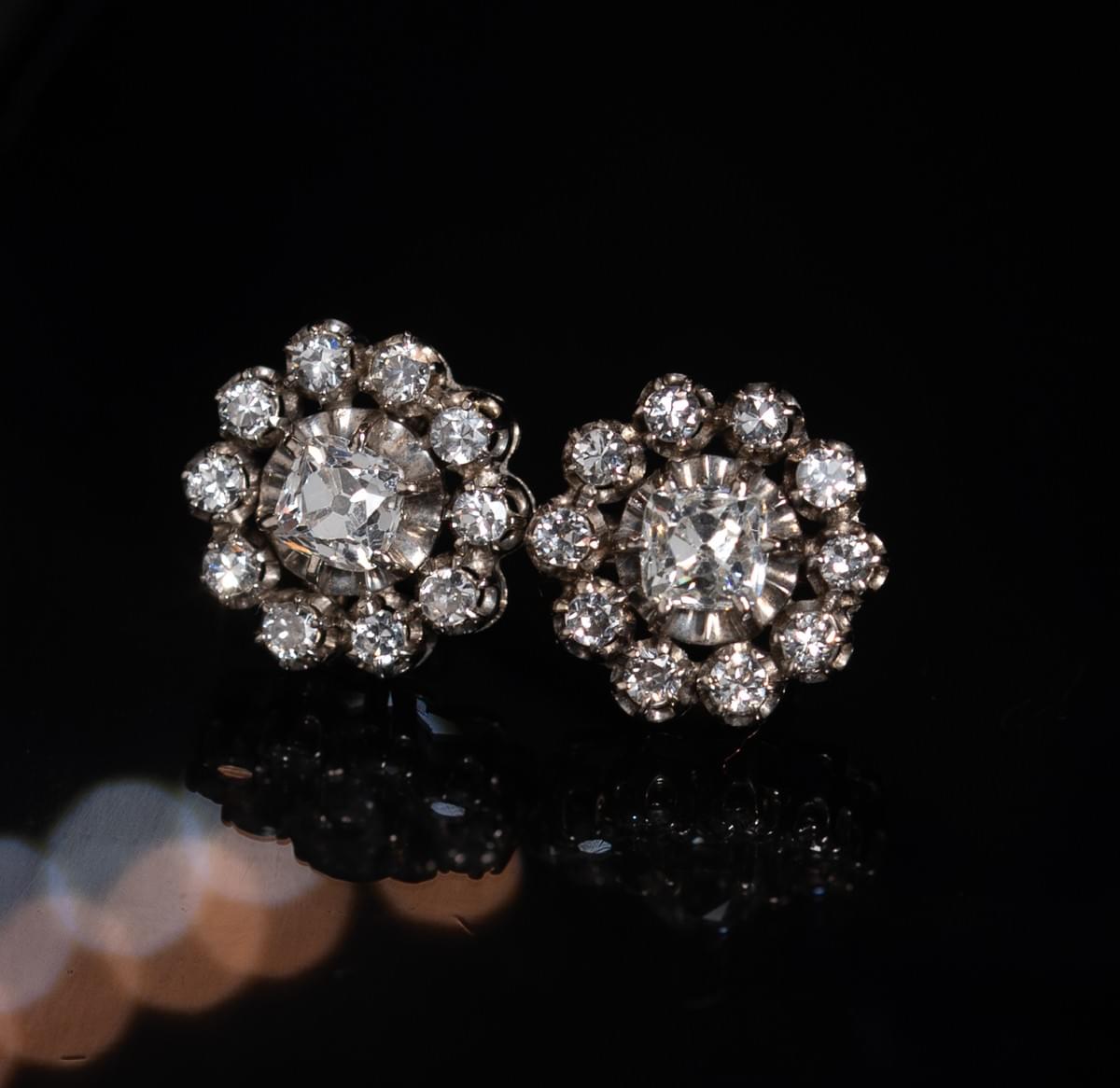 Diamond cluster earrings