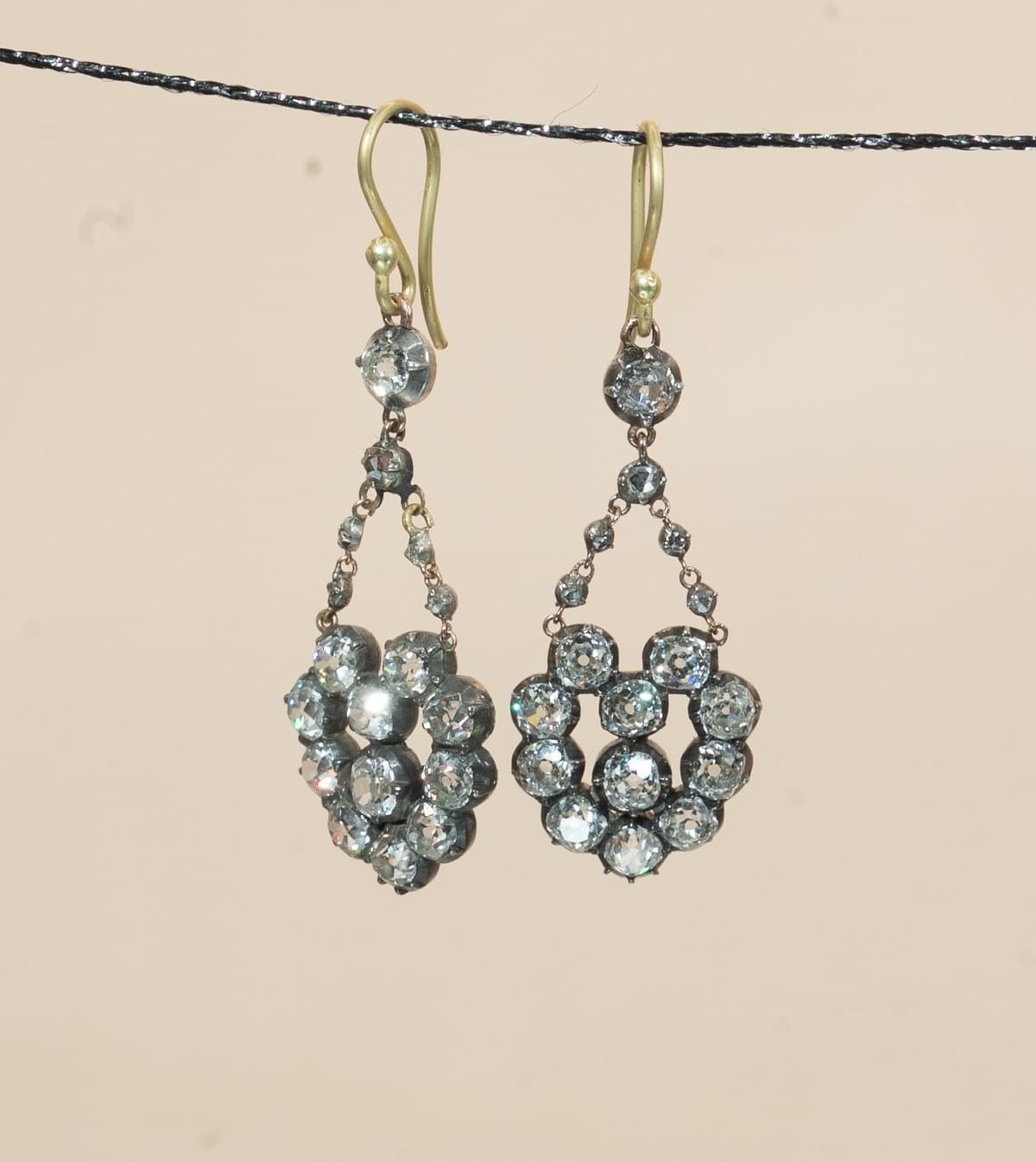 Diamond dangling earrings