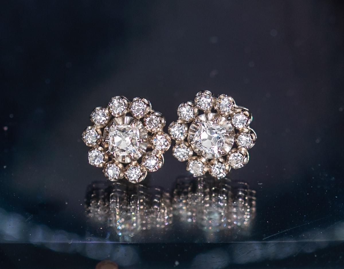 Diamond cluster earrings