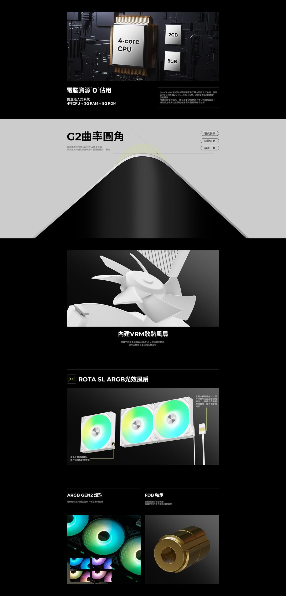 【TRYX】PANORAMA 240 ARGB 旗艦款 裸視3D曲面液晶水冷 白