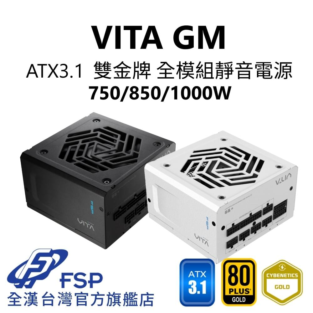 【全漢FSP】VITA GM 750/850/1000W ATX3.1 雙金牌全模組電源 黑/白 (扁線材/低噪認證)