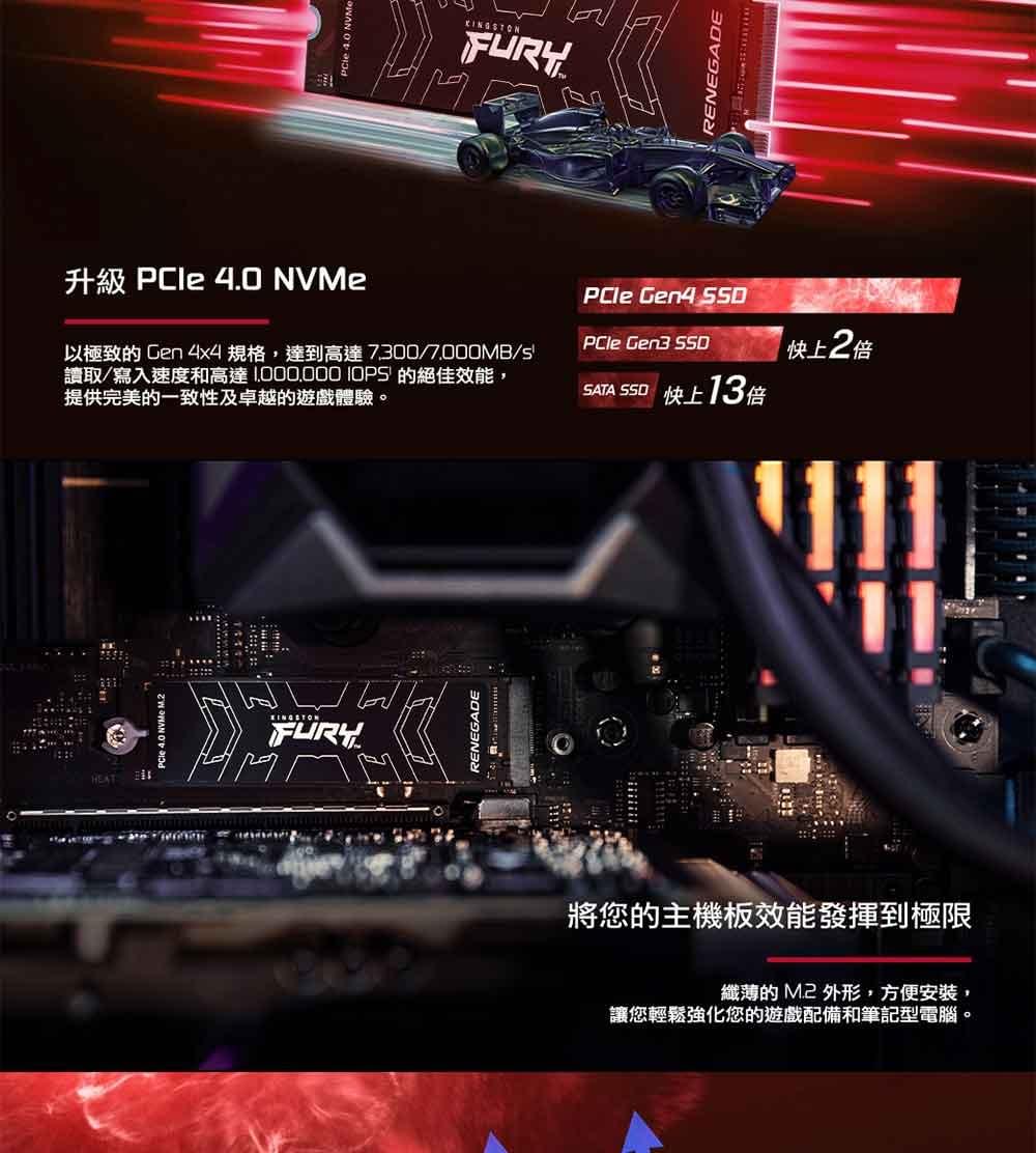 Kingston 金士頓 FURY Renegade 2TB M.2 PCIe Gen4 ssd固態硬碟 魔物獵人 SFYRD/2000G 最高讀取7300MB/s