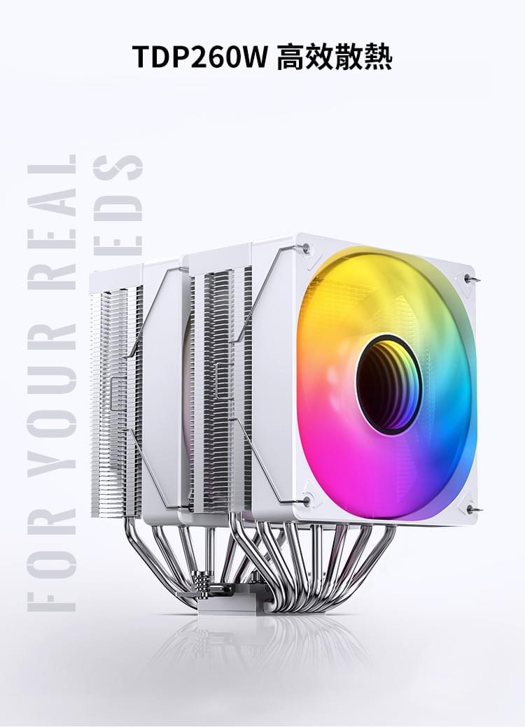 【JONSBO 喬思伯】CR-3000 白色 CPU風冷散熱器(雙塔雙風扇/鍍鎳7熱管/ARGB同步/PWM)