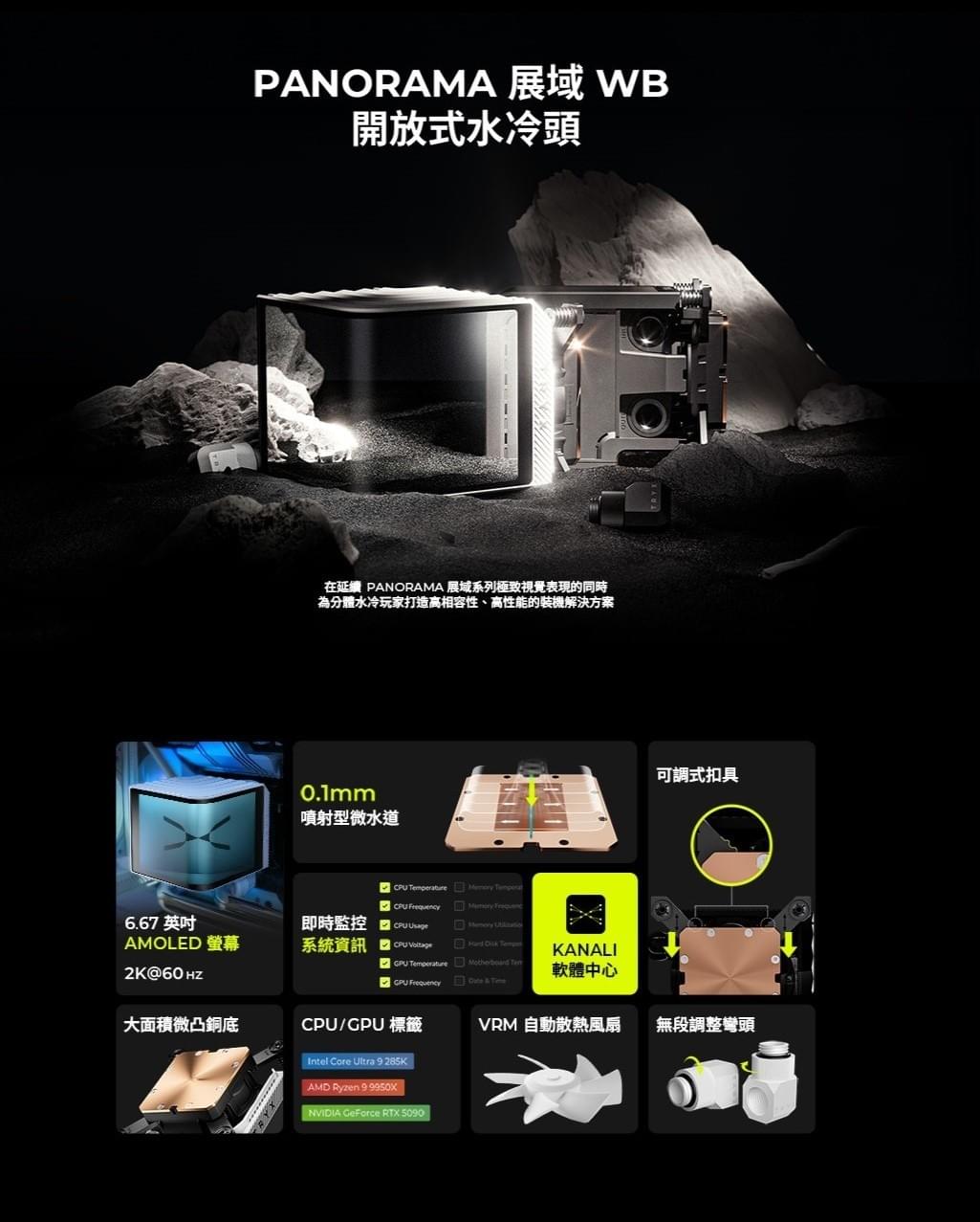 【TRYX】PANORAMA WB 裸視3D液晶分體冷頭 白(Asetek 8.5/0.1 mm噴射型微水道)