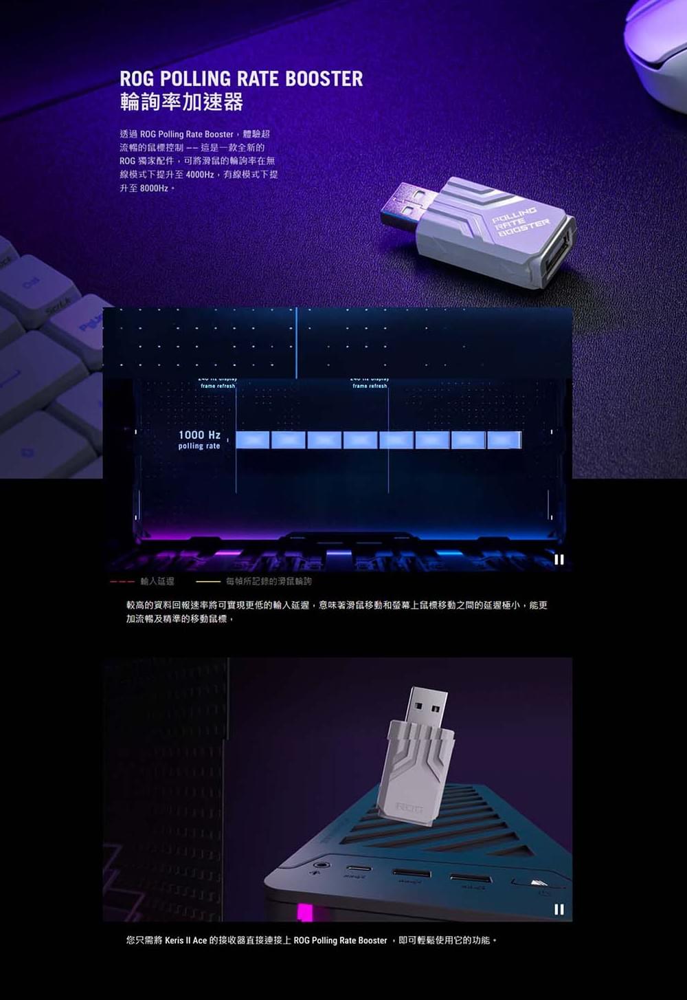 ASUS ROG Keris II Ace 無線三模電競滑鼠 - 月光白