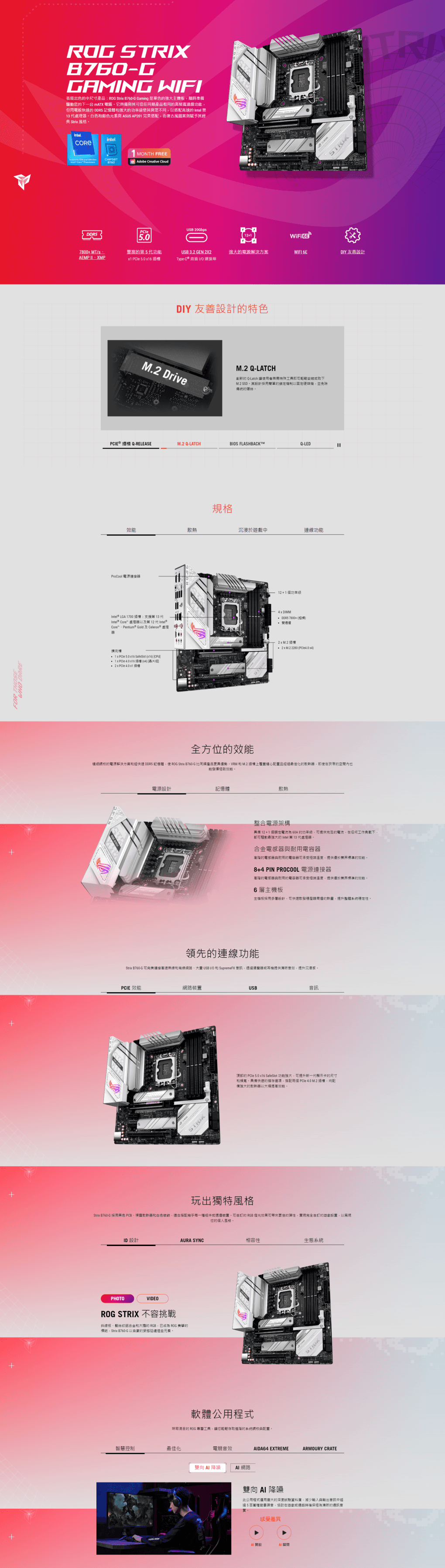 華碩 ROG STRIX B760-G GAMING WIFI (DDR5)