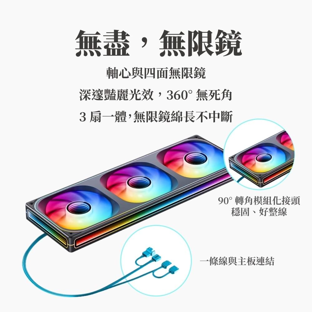 Jonsbo 喬思伯【 ZB360B 】一體式全幅無線鏡風扇 黑