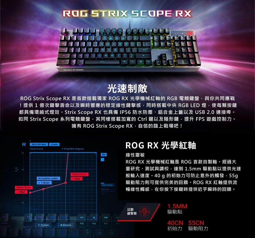 ASUS 華碩 ROG Strix Scope RX RGB 光學機械鍵盤