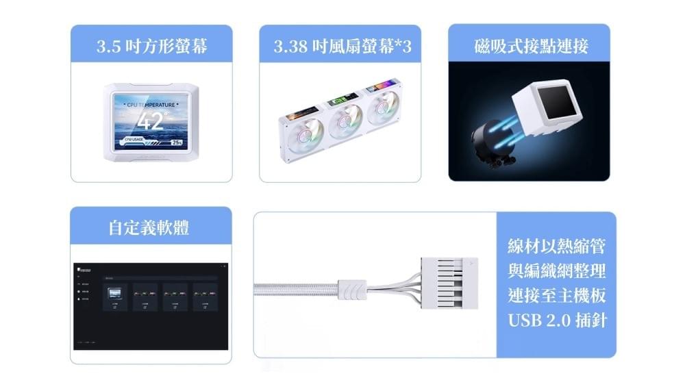 JONSBO 喬思伯TF3-360SC 四螢幕 一體式水冷散熱器 黑/白（TDP:325/漏液賠償/6年保固）