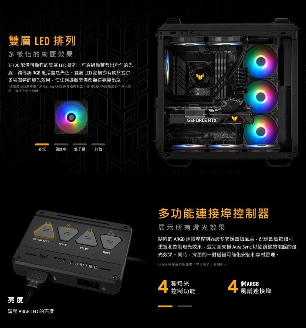ASUS 華碩ASUS 華碩 TUF GAMING TF120 ARGB 機殼風扇 白色/三入套組