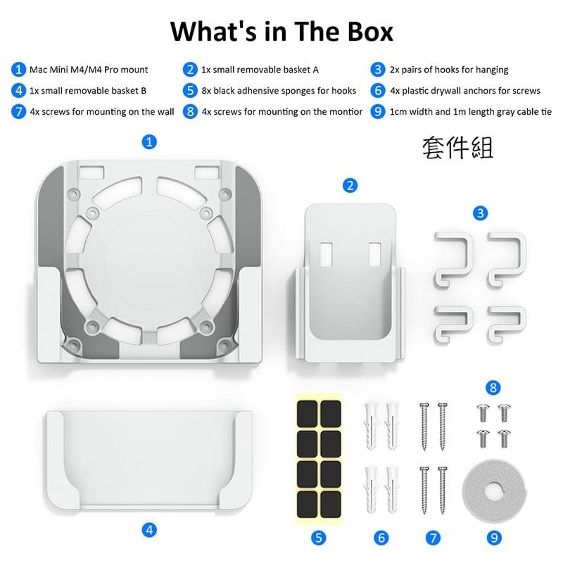 M4 M4Pro Mac mini托架,M4 Mac mini螢幕托架,M4 Mac mini掛架,Mac min壁架