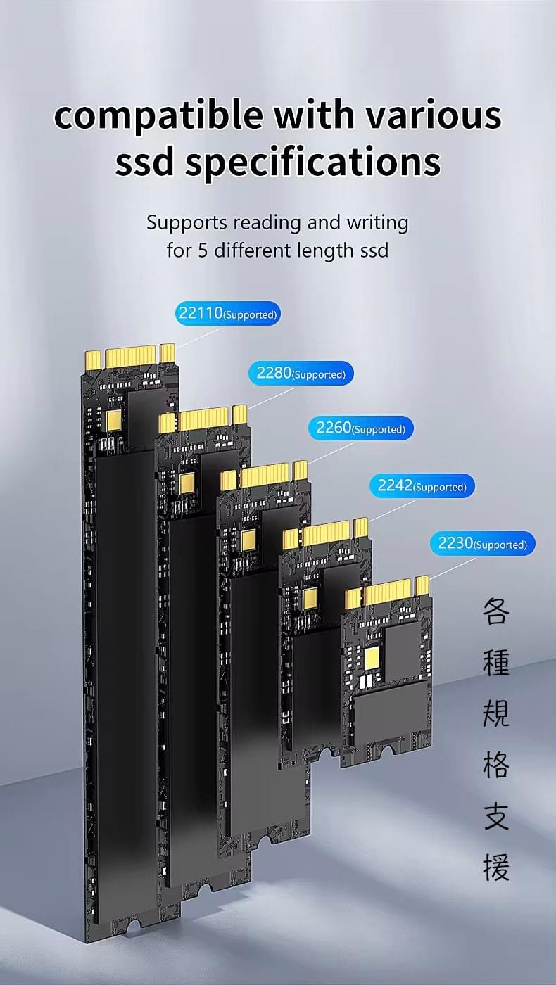 M.2 NVMe NGFF SSD硬碟外接盒,4槽硬碟外接插座，MacBook iPad iPhone15 S24 Tab9