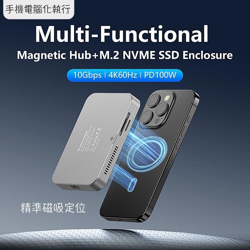 M.2 NVMe SSD硬碟外接盒,iPhone15/16Pro ProRes HDR硬碟錄影,HDMI 4K/60Hz,USB3.2 10Gbps傳輸,SD TF3.0同時讀寫,PD100W快充
