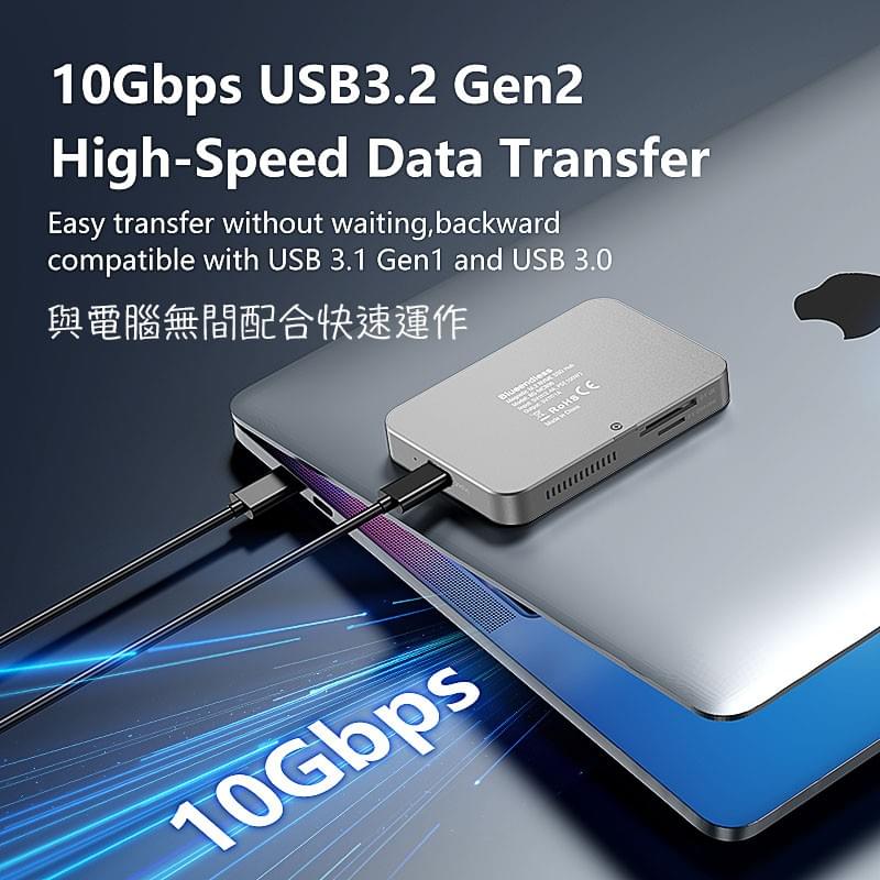 M.2 NVMe SSD硬碟外接盒,iPhone15/16Pro ProRes HDR硬碟錄影,HDMI 4K/60Hz,USB3.2 10Gbps傳輸,SD TF3.0同時讀寫,PD100W快充