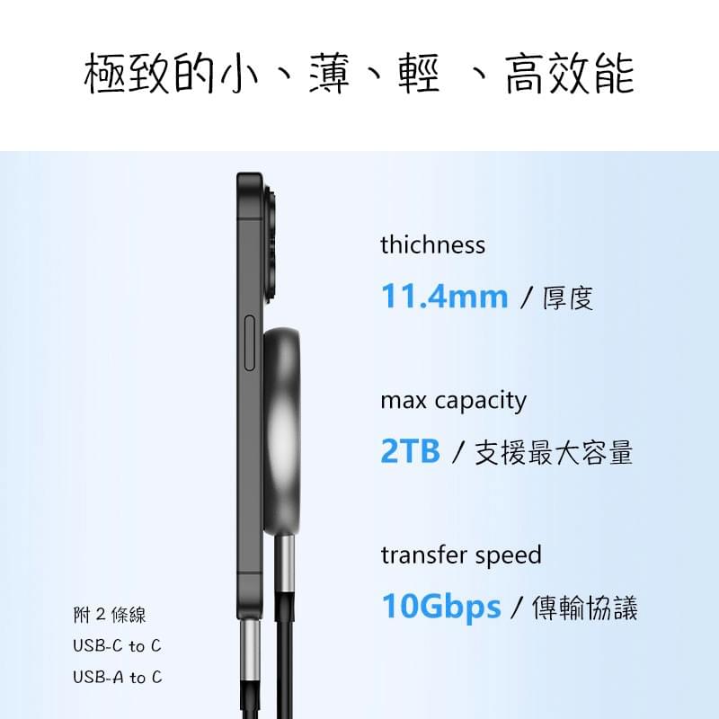 iPhone15 Pro/Max磁吸式硬碟外接盒,ProRes HDR錄影直存,iPad mini8/10/Air/Pro硬碟外掛