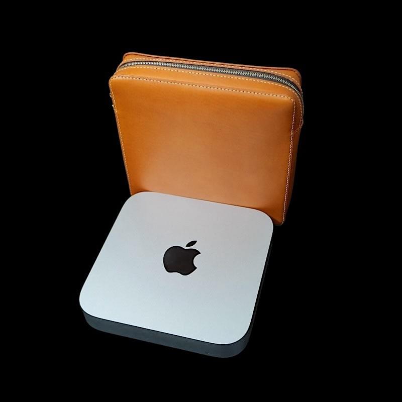 Mac mini真皮拉鍊包,Mac mini保護套,Mac mini保護包,Mac mini手拿包,M2 Mac mini攜帶包,植鞣革真皮包