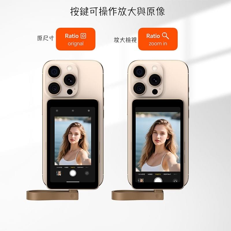 iPhone15/16Pro Selfie自拍鏡像監視螢幕,Type-C手機 Selfie monitor,手機主鏡頭觀看螢幕,手機第二個螢幕