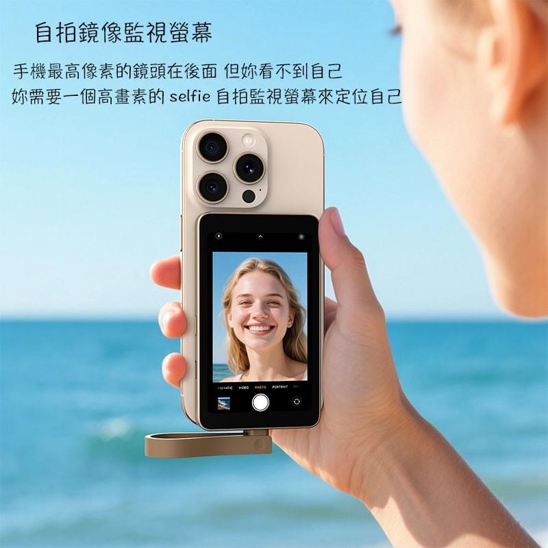 iPhone15/16Pro Selfie自拍鏡像監視螢幕,Type-C手機 Selfie monitor,手機主鏡頭觀看螢幕,手機第二個螢幕