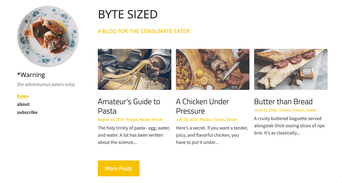 Byte Sized Blog Template von Strikingly