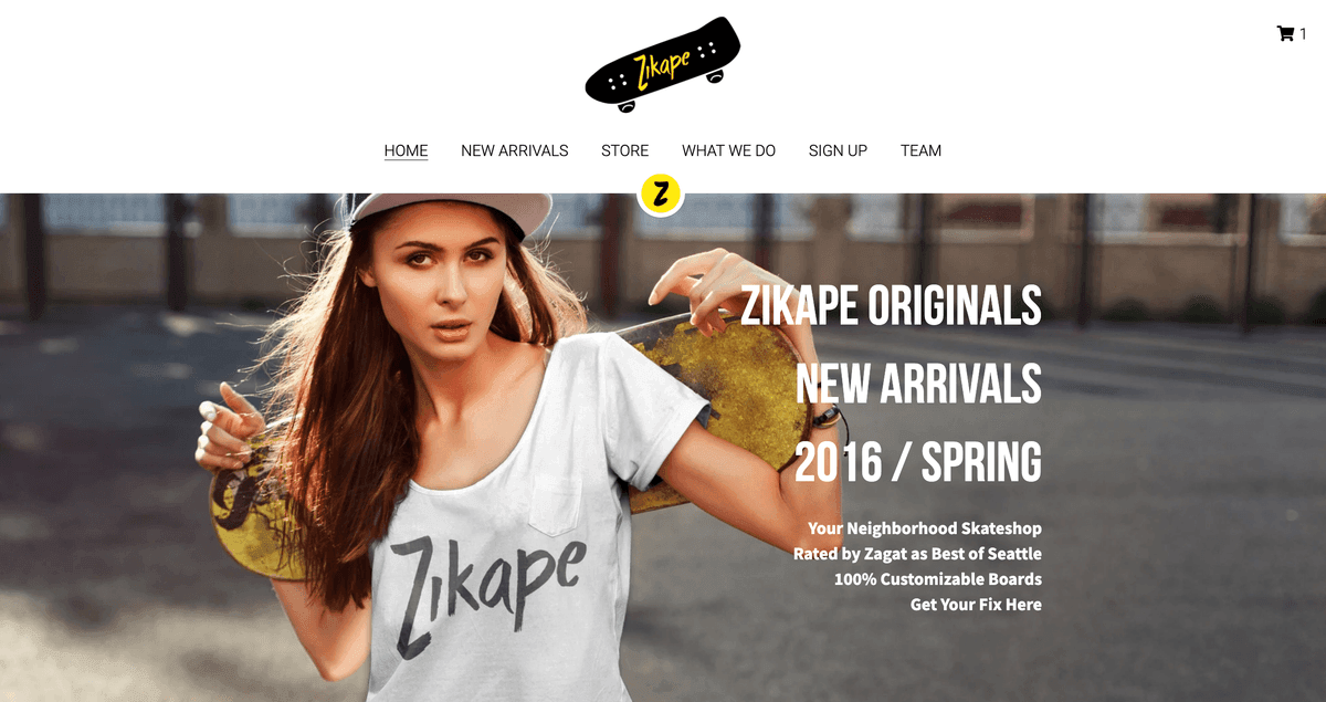 Szablon Zikape od Strikingly