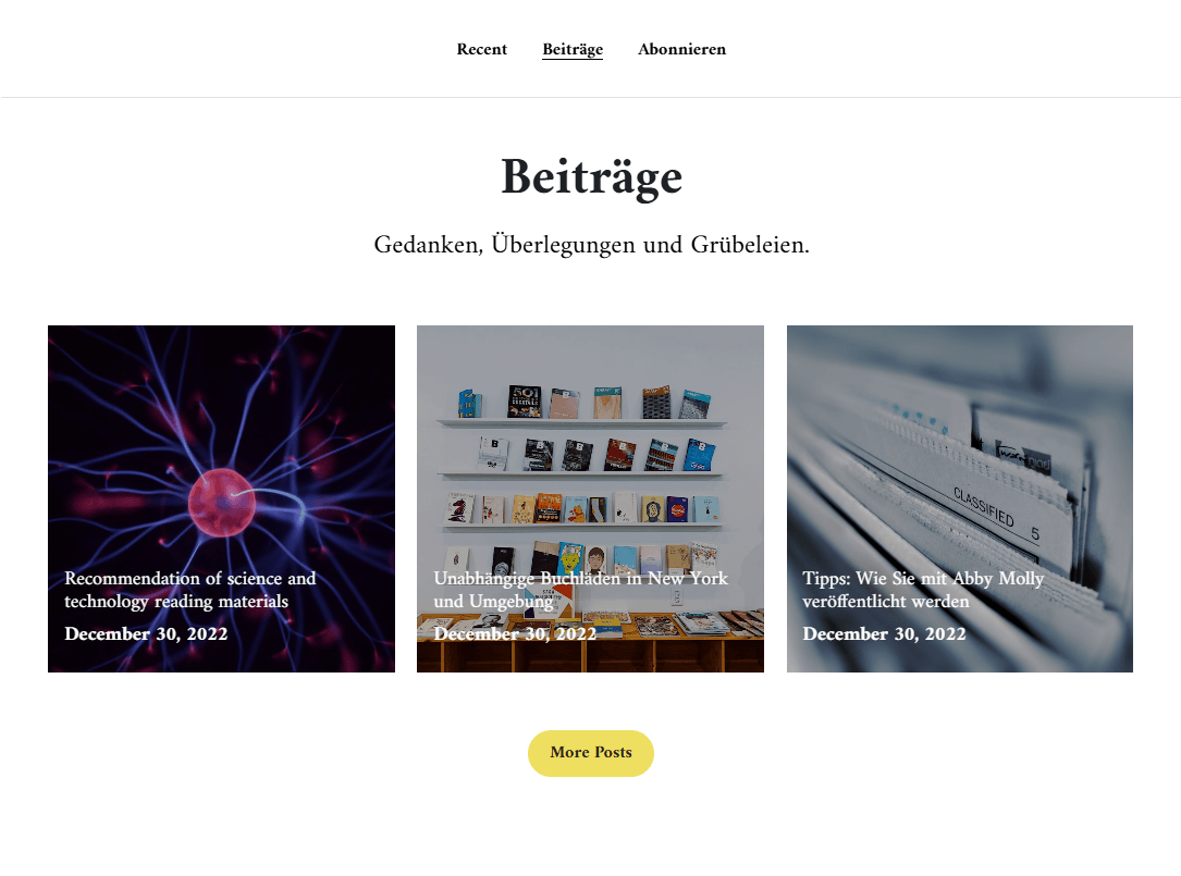 Blog-Vorlage für Bücherwürmer von Strikingly