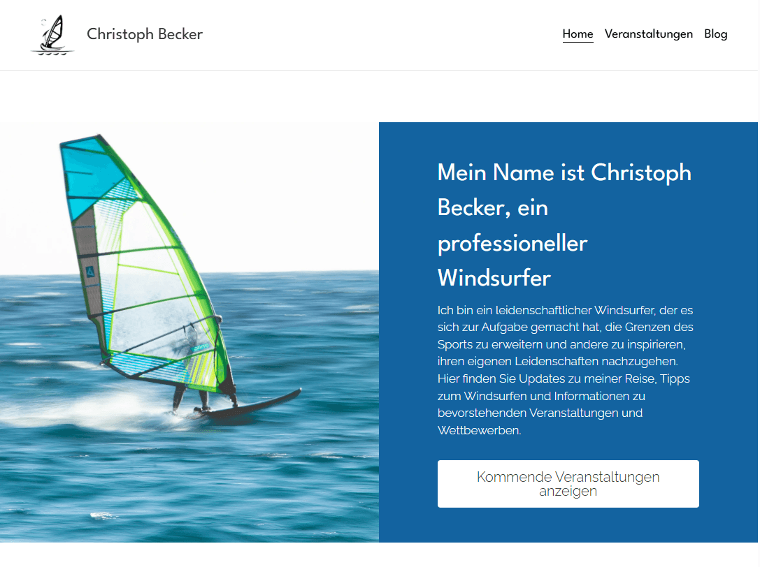 Windsurger-Vorlage von Strikingly