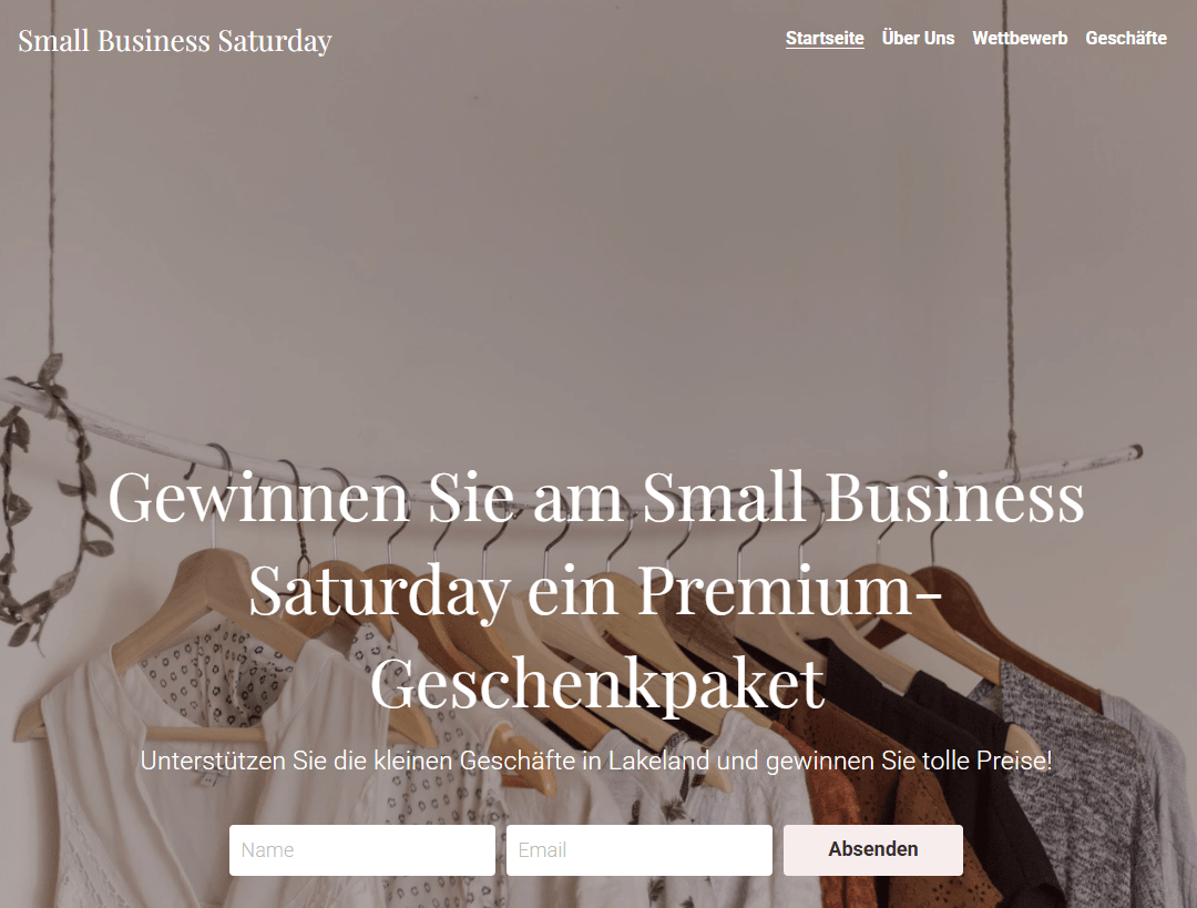 Vorlage für einen Kleinunternehmenswettbewerb von Strikingly