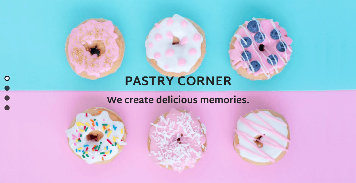Szablon witryny internetowej Pastry Corner One Page od Strikingly