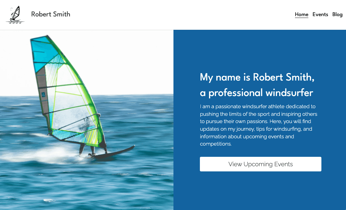 Windsurfer-Vorlage von Strikingly