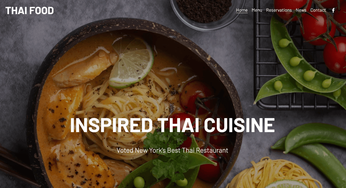 Szablon restauracji tajskiej od Strikingly