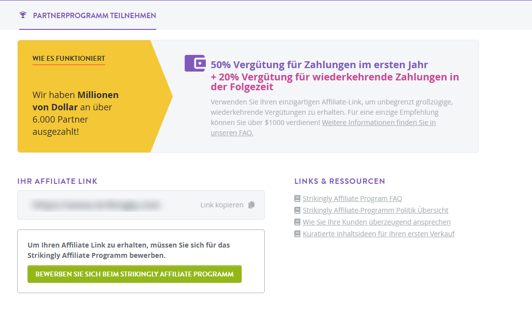 Strikingly Affiliate-Programm