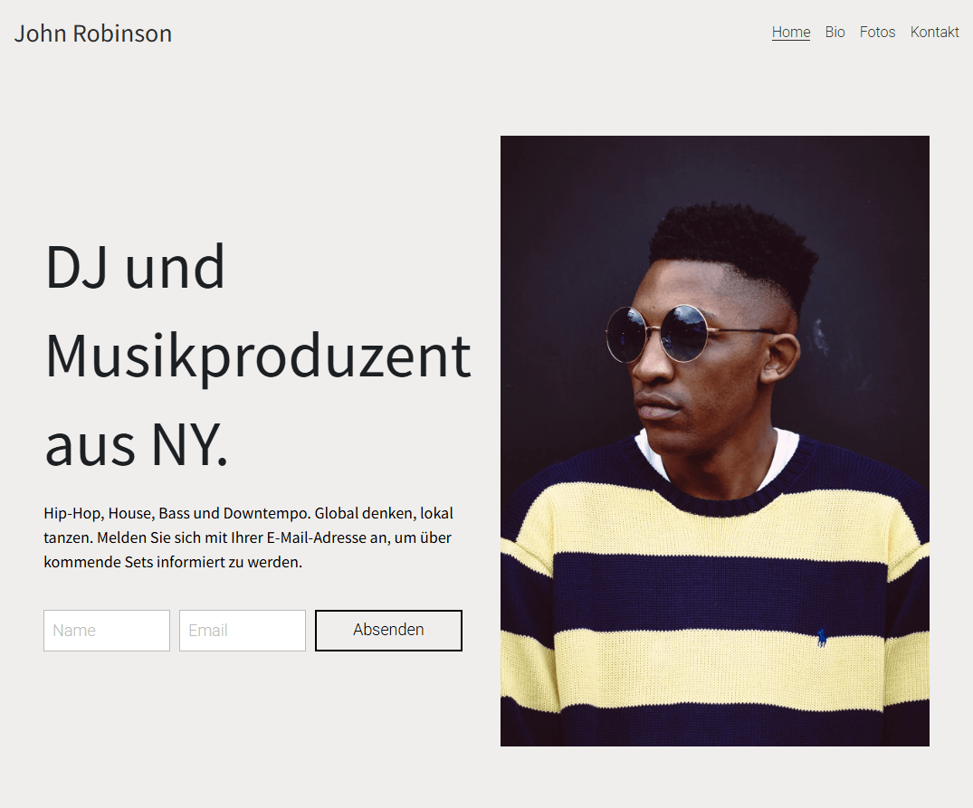 DJ-Musik-Website-Vorlage von Strikingly