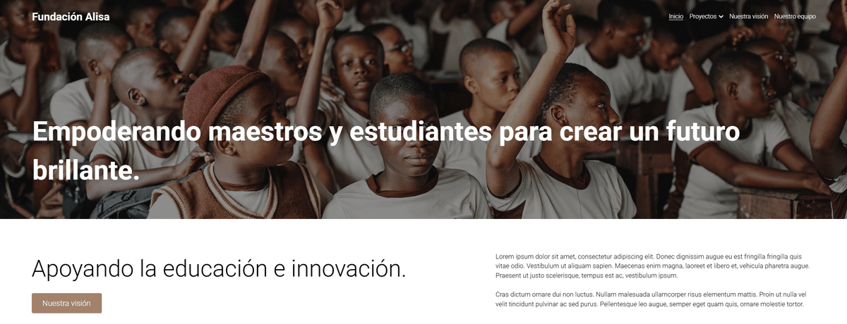 Plantilla de base Alisa de Strikingly