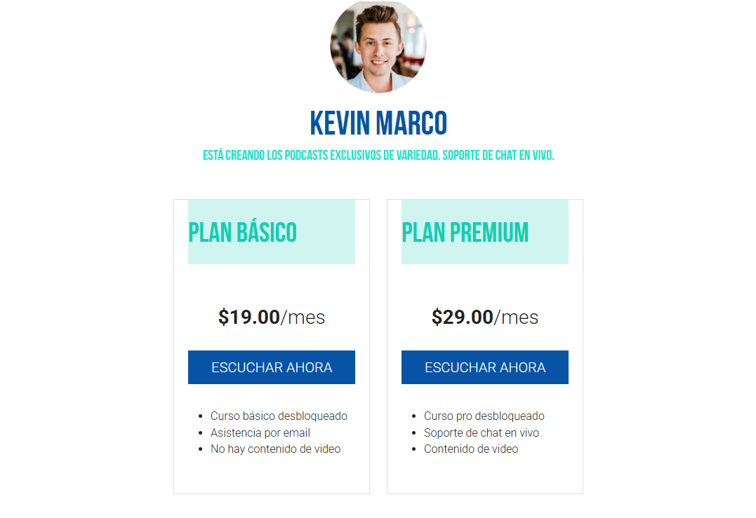 Plantilla de podcast de Strikingly