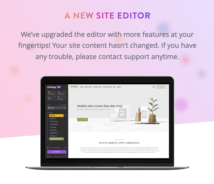 El nuevo editor de Strikingly