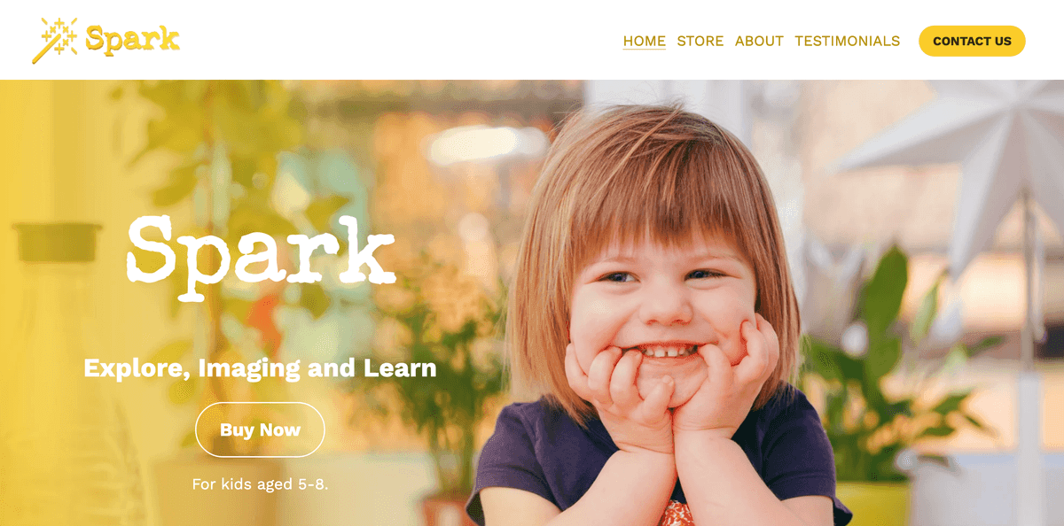 Szablon Sparks od Strikingly