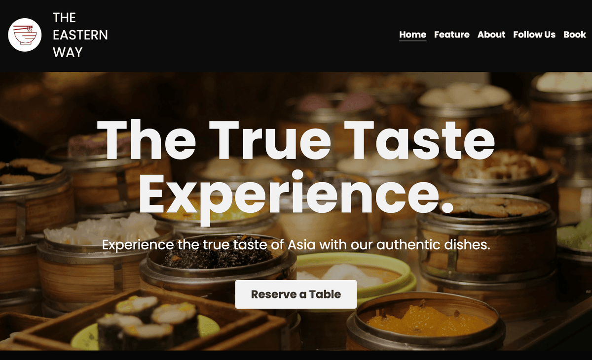 Die Website-Vorlage für das Restaurant Eastern Way von Strikingly