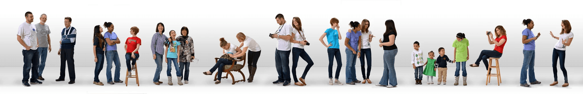 Grupo diverso de personas que representan perfiles de clientes para la creación de marcas personales.