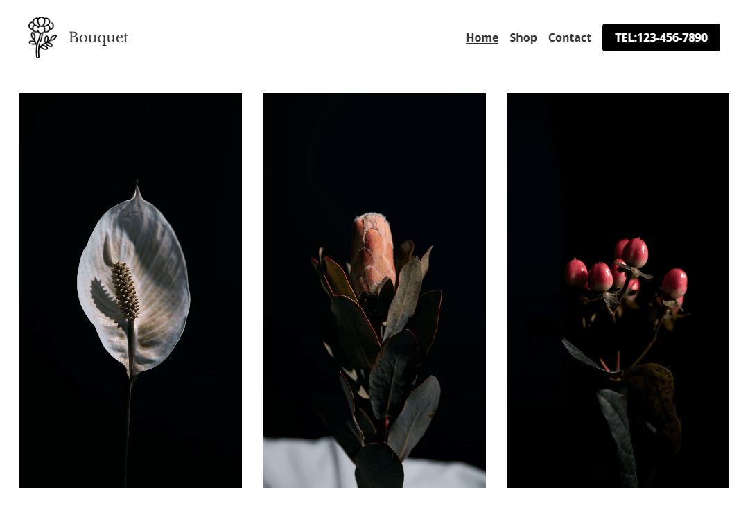 Vorlage für einen Blumenladen von Strikingly