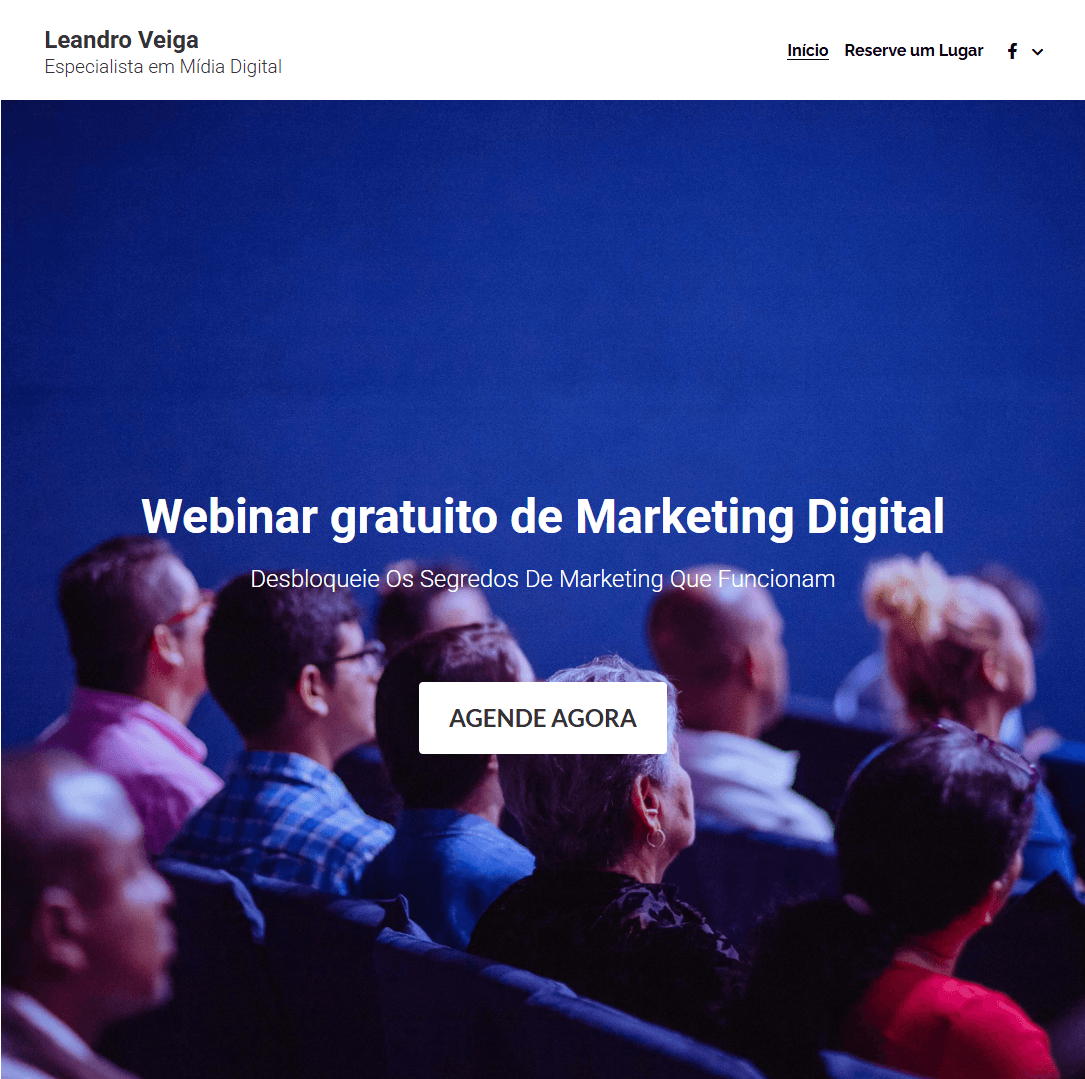 Modelo de webinar da Strikingly