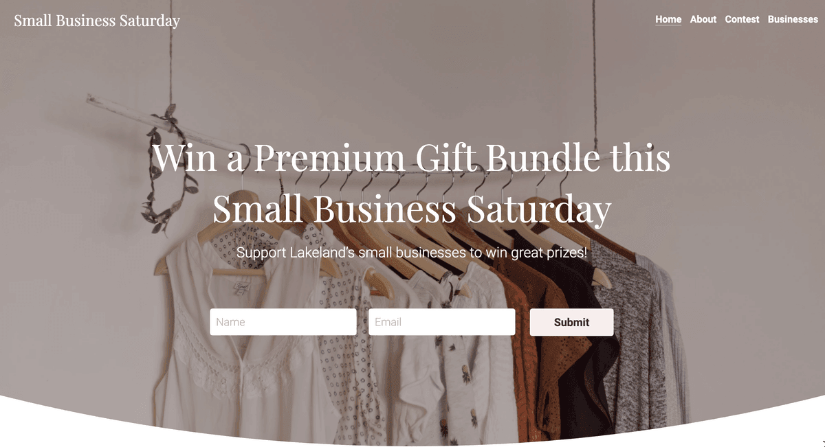 Small Biz Contest Template från Strikingly
