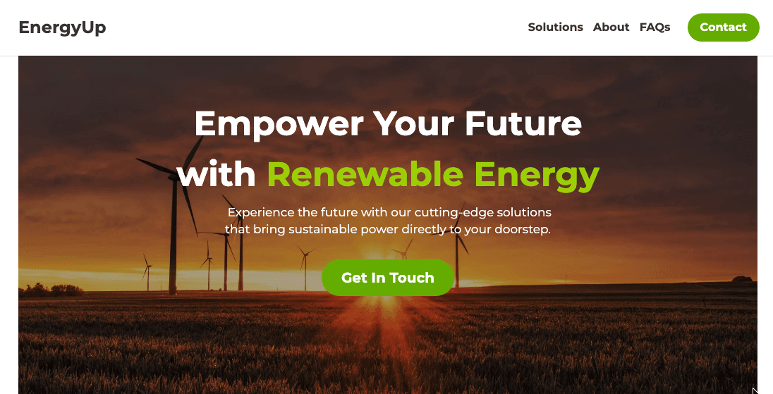 Szablon EnergyUp od Strikingly