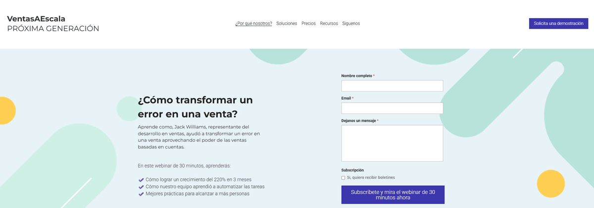 Plantilla de seminario web de 30 minutos de Strikingly