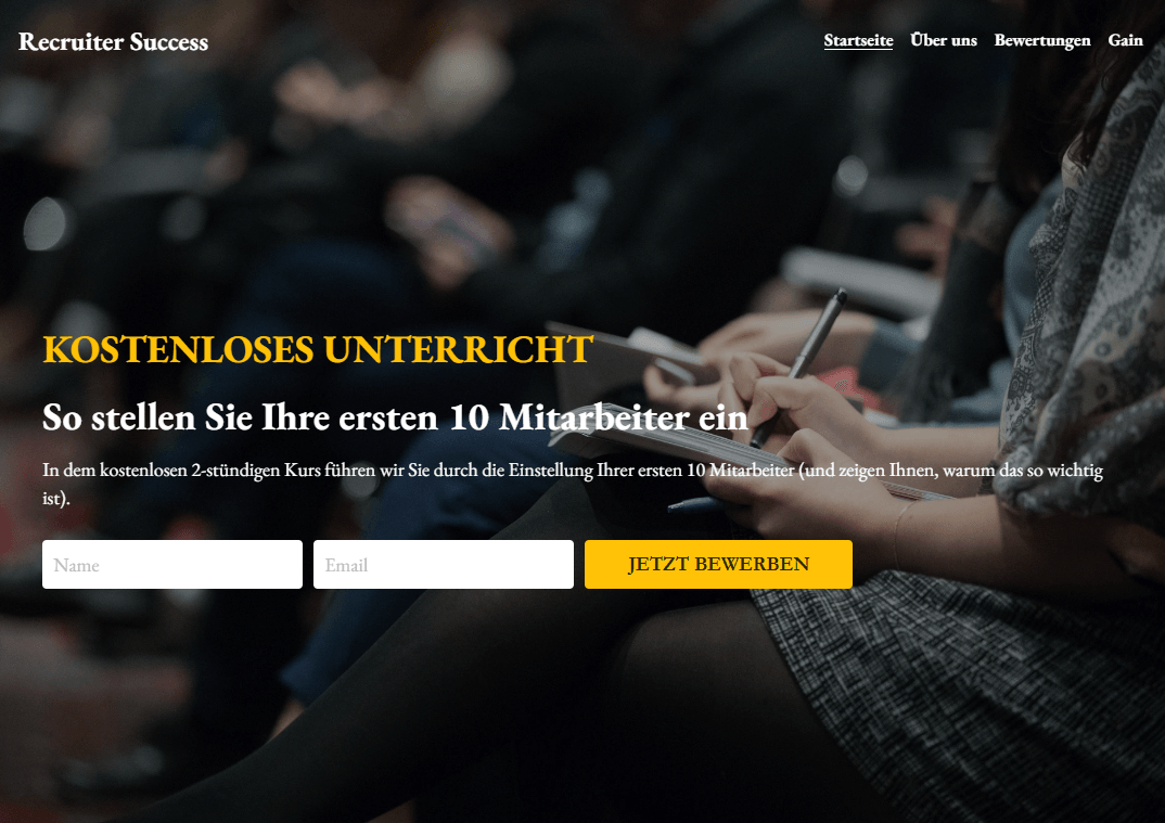 Vorlage für erfolgreiche Personalvermittler von Strikingly