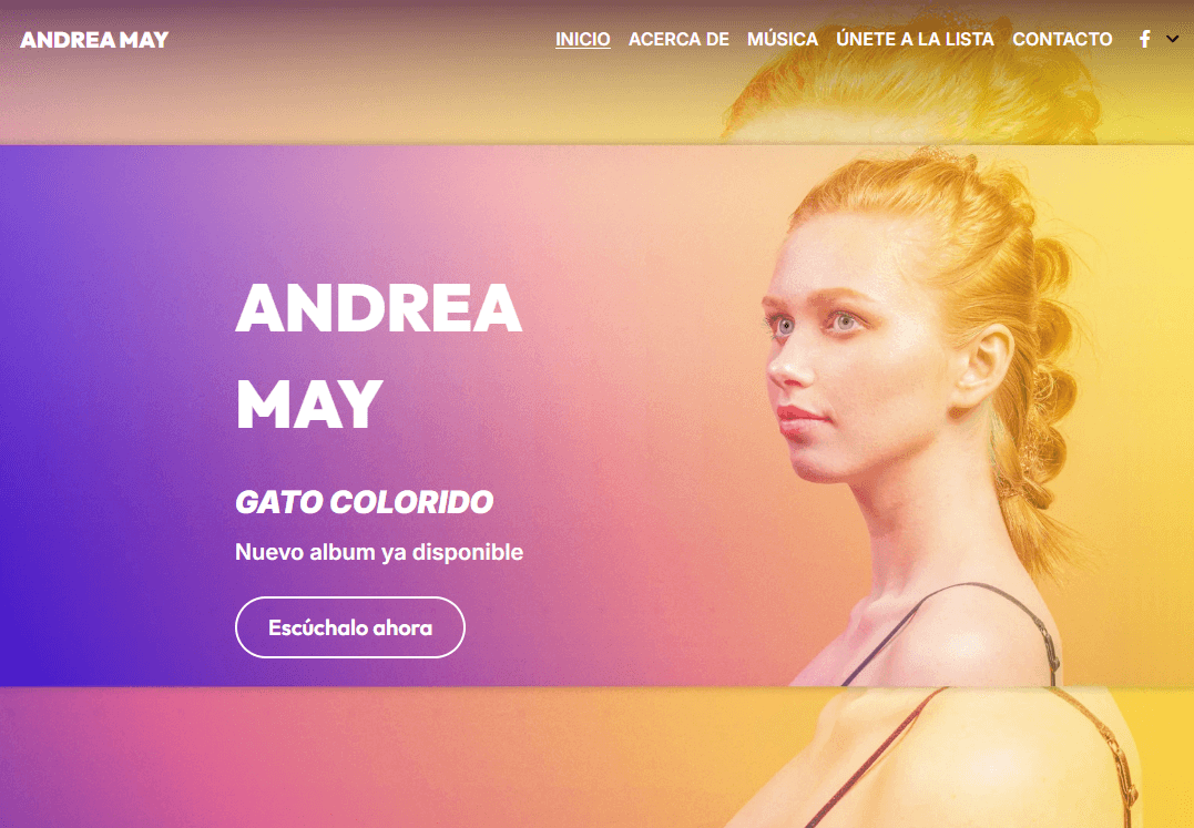 Plantilla de Andrea May de Strikingly